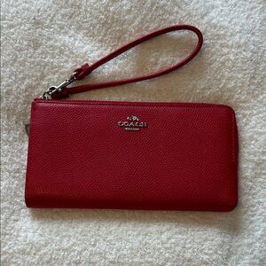 Coach Red Large Corner Zip wristlet